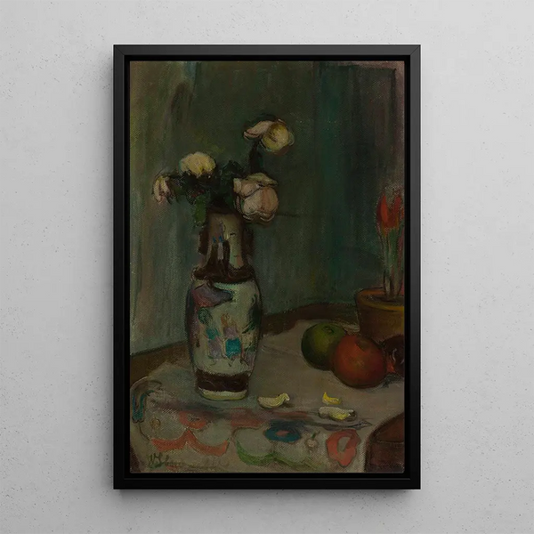 White Roses in a Vase - Władysław Ślewiński — framed artwork on a wall