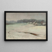 Winter landscape painting with thatched cottages - Władysław Ślewiński — framed artwork on a wall