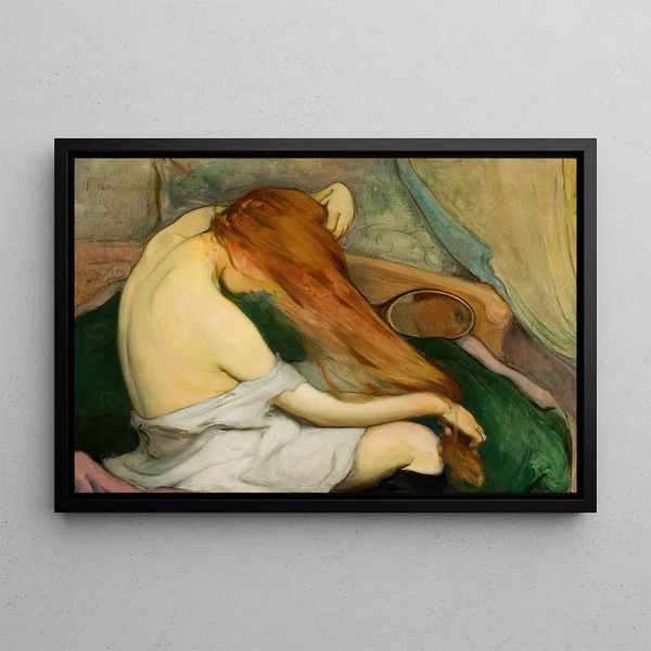 Woman combing her hair - Władysław Ślewiński — framed artwork on a wall