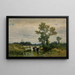 Cows crossing the river - Walery Brochocki — framed artwork on a wall