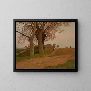 Landscape Painting - Walery Brochocki — framed artwork on a wall