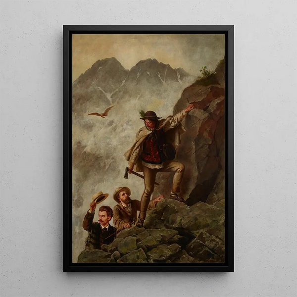 Guide et touristes dans les montagnes Tatras - Walery Eljasz-Radzikowski — framed artwork on a wall