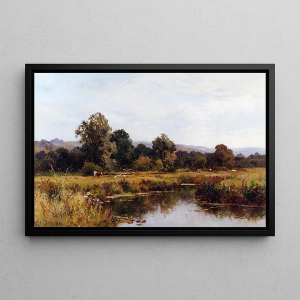 Summer on the Rother River near Midhurst, Sussex - Walter Caffyn — framed artwork on a wall