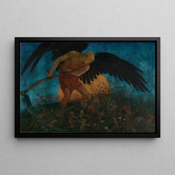 The Death of the Reaper - Walter Crane — framed artwork on a wall