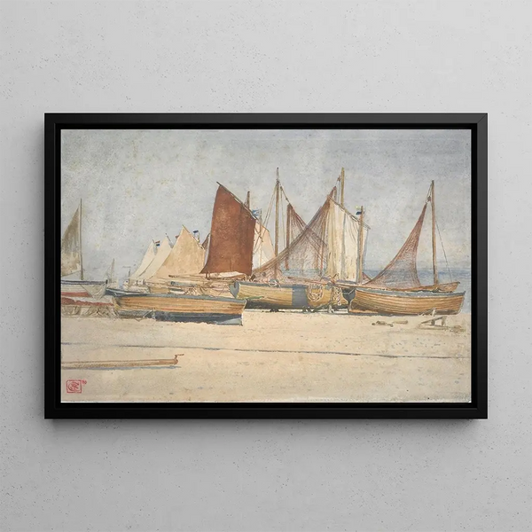 Southwold, an étude of sails - Walter Crane — framed artwork on a wall