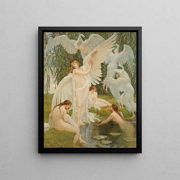 Les filles cygnes - Walter Crane — framed artwork on a wall