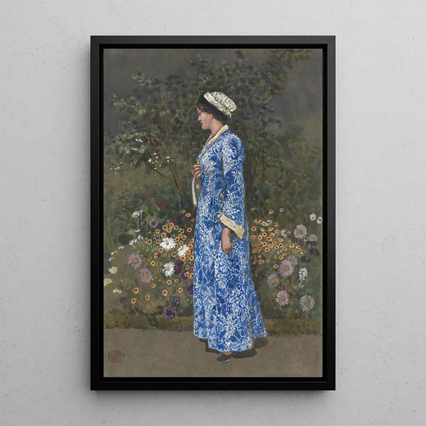 Woman in kimono - Walter Crane — framed artwork on a wall