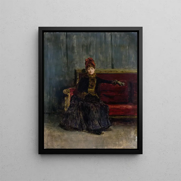 Lady sitting - Walter Gay — framed artwork on a wall