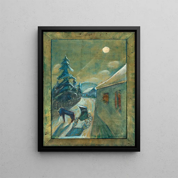 Landscape with Moon and Horse - Walter Gramatt — framed artwork on a wall