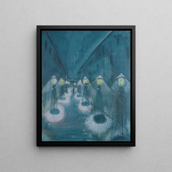 Rue Nächtliche Strasse de nuit - Walter Gramatt — framed artwork on a wall