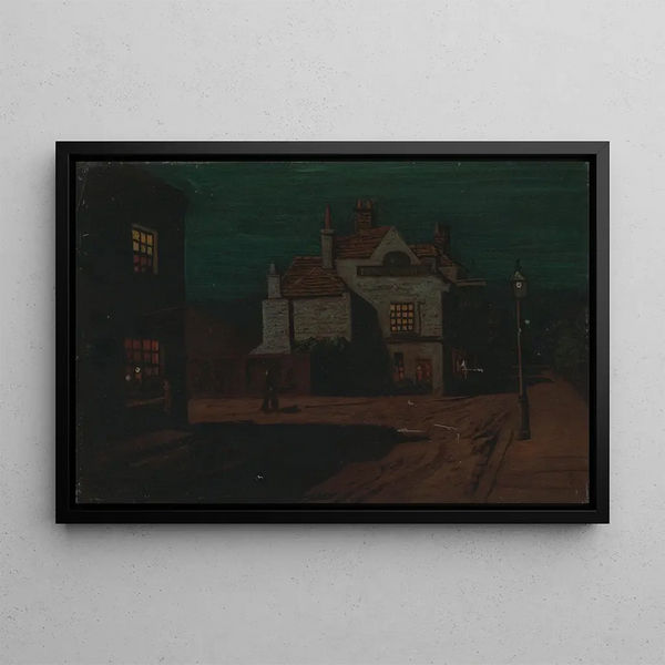 The Black Lion Chelsea at Night - Walter Greaves — framed artwork on a wall