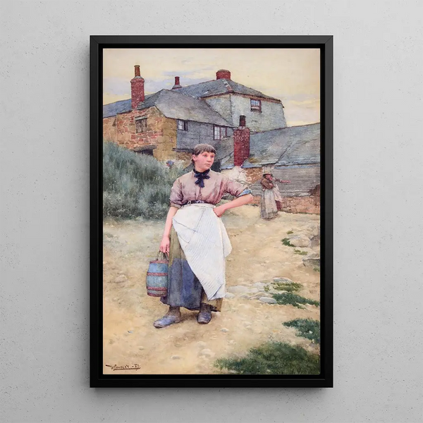 Young girl from a Cornish village - Walter Langley — framed artwork on a wall