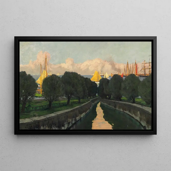 Port Painting - Walter Leistikow — framed artwork on a wall