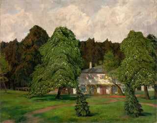 House behind flowering chestnut trees - Walter Leistikow — artwork view