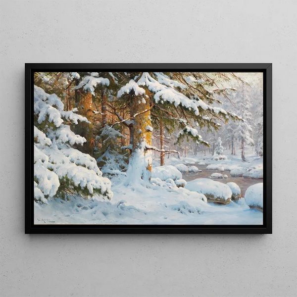 Winter in the Forest - Walter Moras — framed artwork on a wall