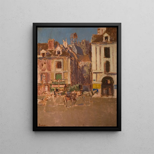 La Rue Notre Dame and the Quai Duquesne - Walter Richard Sickert — framed artwork on a wall