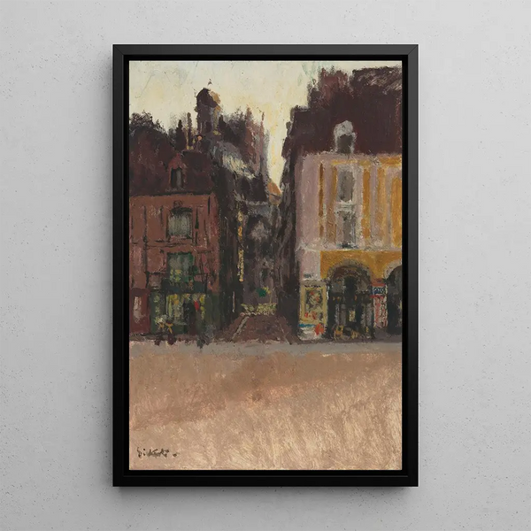 La Rue Notre Dame et le Quai Duquesne Dieppe - Walter Richard Sickert — framed artwork on a wall