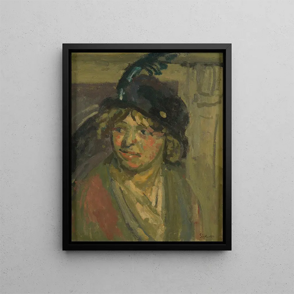 The Blue Hat - Walter Richard Sickert — framed artwork on a wall