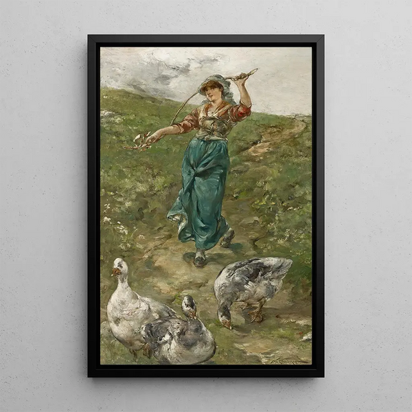 The Goose Keeper - Walter Shirlaw — framed artwork on a wall