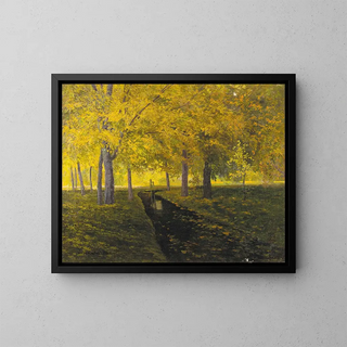 Bach dans la forêt d'automne - Walter Stoitzner — framed artwork on a wall