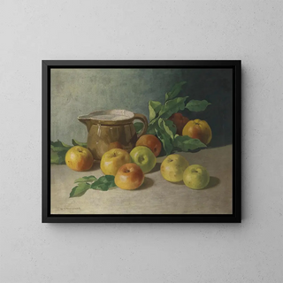 Nature morte avec des pommes - Walter Stoitzner — framed artwork on a wall