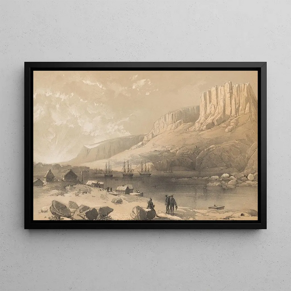 L'escadron arctique dans le port de Leevly Île de Disco Côte ouest du Groenland - Walter William May — framed artwork on a wall
