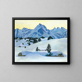 Winter landscape painting near Maloja - Walter von Ruckteschell — framed artwork on a wall