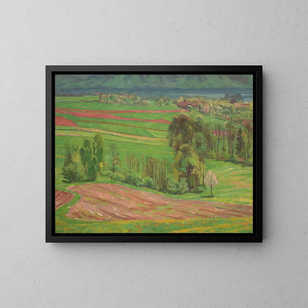 Landscape landing in spring - Walther Gamerith — framed artwork on a wall