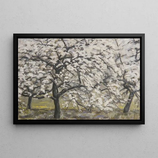 Fruit Trees in Bloom - Walther Gamerith — framed artwork on a wall