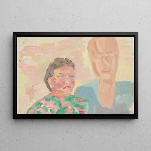 Double portrait painting - Walther Gamerith — framed artwork on a wall