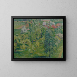 Spring at the Edge of Lake Attersee - Walther Gamerith — framed artwork on a wall