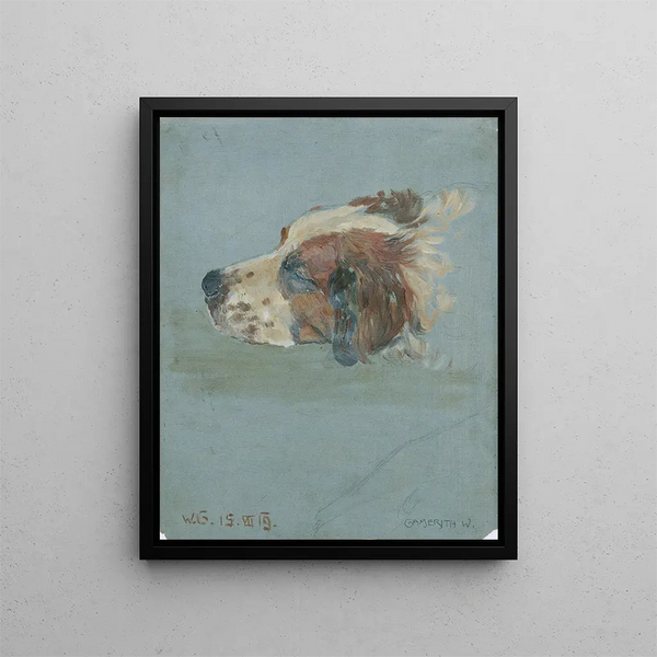 Head of a Dog - Walther Gamerith — framed artwork on a wall