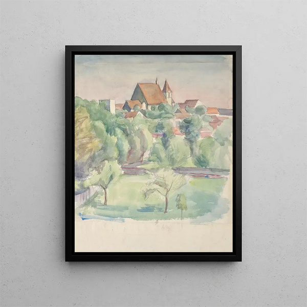 Landscape Painting with Church - Walther Gamerith — framed artwork on a wall