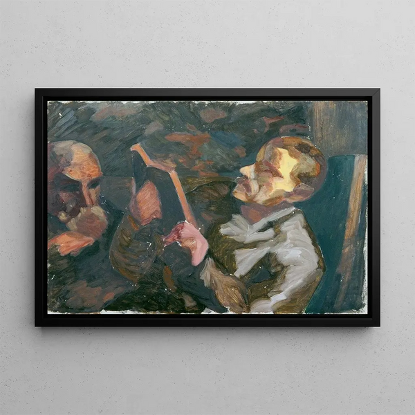 Old Man Reading - Walther Gamerith — framed artwork on a wall