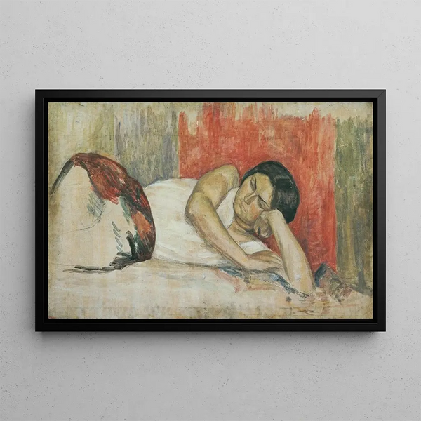a reclining woman - Walther Gamerith — framed artwork on a wall
