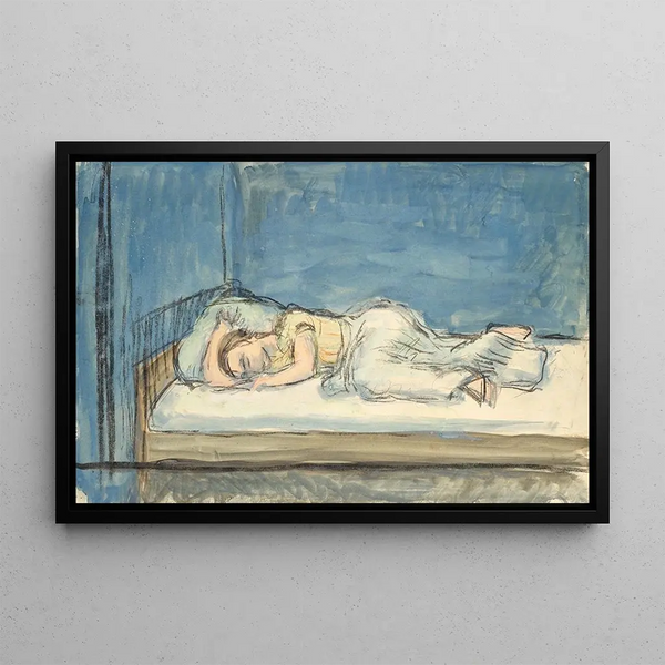 Woman at Rest - Walther Gamerith — framed artwork on a wall