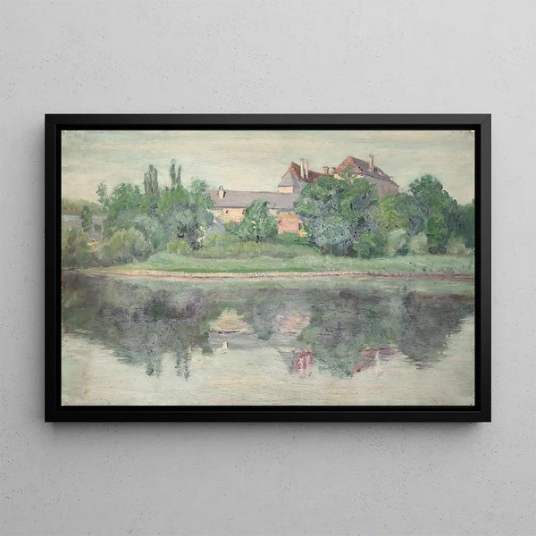 Château au bord du lac - Walther Gamerith — framed artwork on a wall