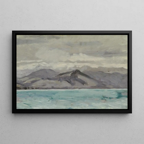 Landscape Lake Scene - Walther Gamerith — framed artwork on a wall