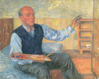 Self-portrait with palette and brush - Walther Gamerith — artwork view