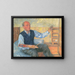 Self-portrait with palette and brush - Walther Gamerith — framed artwork on a wall