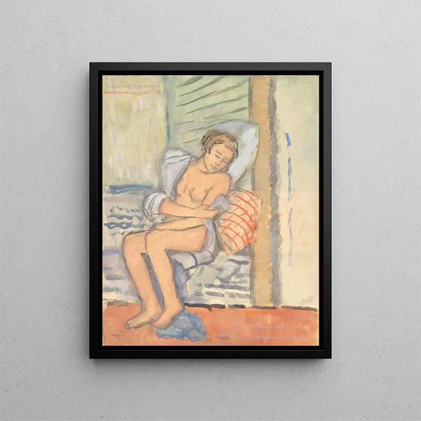 Nude Sitting Painting - Walther Gamerith — framed artwork on a wall