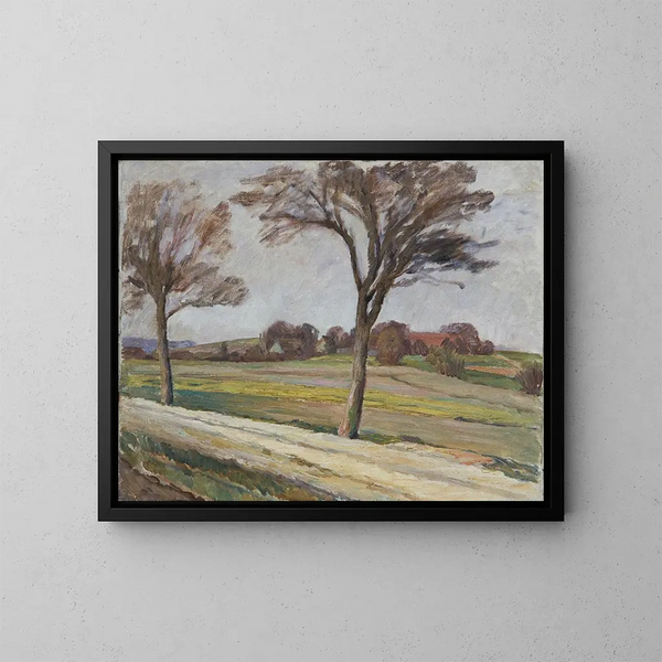 Path with trees and garden - Walther Gamerith — framed artwork on a wall