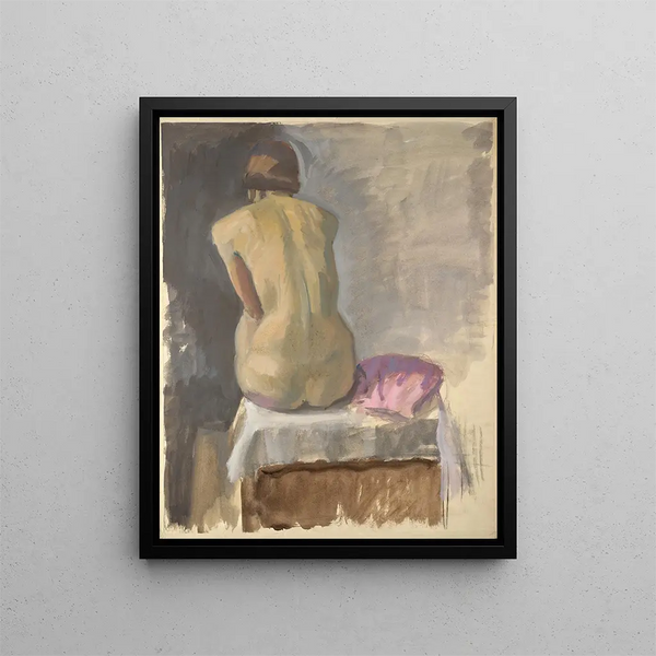 Female Nude Painting from behind - Walther Gamerith — framed artwork on a wall