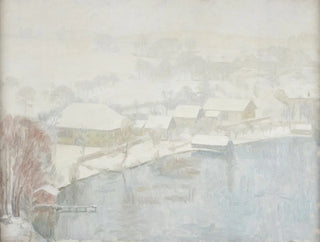 Winter landscape painting by the lake - Walther Gamerith — artwork view