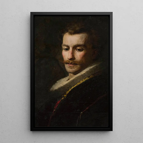 Portrait painting of K Marczewski sculptor - Wandalin Strzałecki — framed artwork on a wall