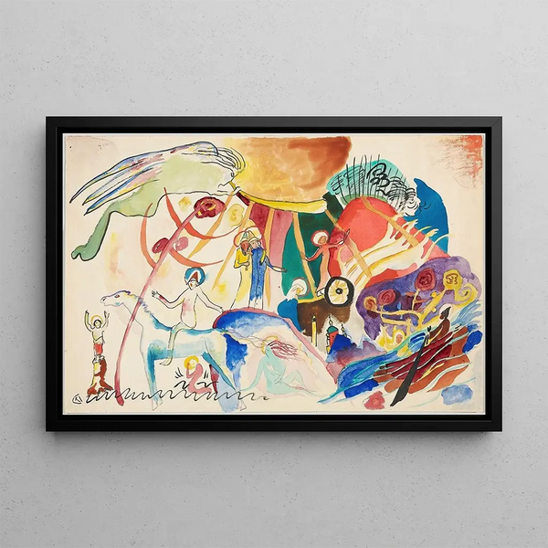 Sketch for All the Saints II, composition with saints - Wassily Kandinsky — framed artwork on a wall