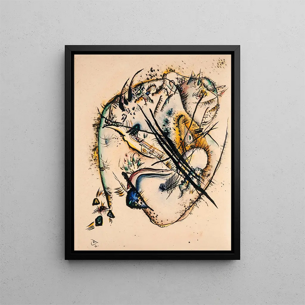Watercolor painting with seven strokes - Wassily Kandinsky — framed artwork on a wall