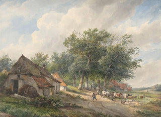 Landscape painting with farms and livestock - Wijnand Nuyen — artwork view