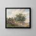 Landscape painting with farms and livestock - Wijnand Nuyen — framed artwork on a wall