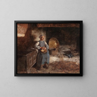 Dutch girl peeling potatoes - Wilder M. Darling — framed artwork on a wall